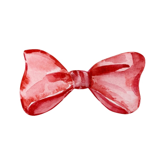 Watercolor red bow bright