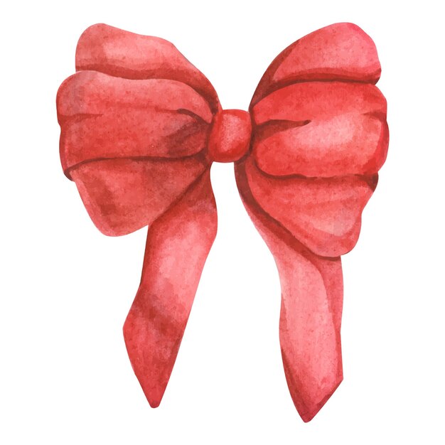 Watercolor red bow Hand drawn gift bow
