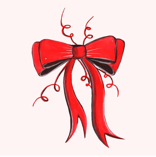 Watercolor red bow illustration