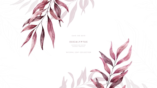 Vector watercolor red eucalyptus background template vector design suitable for print job card background and etc