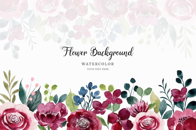 Watercolor red flower garden background