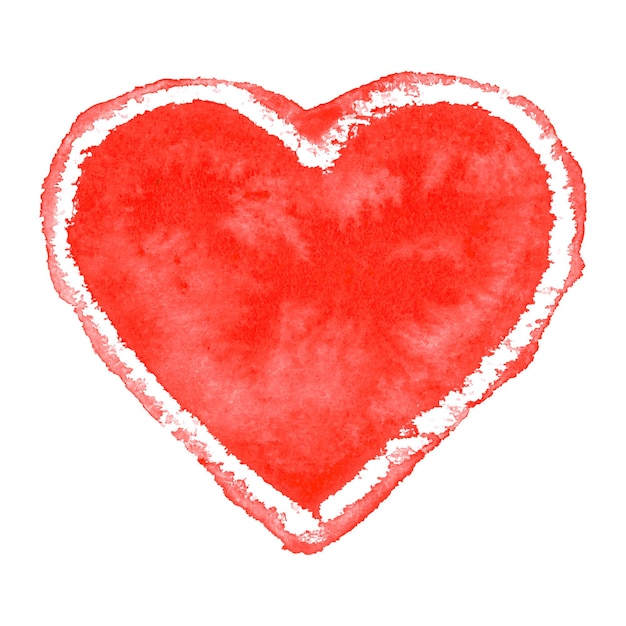 Watercolor red heart vector illustration