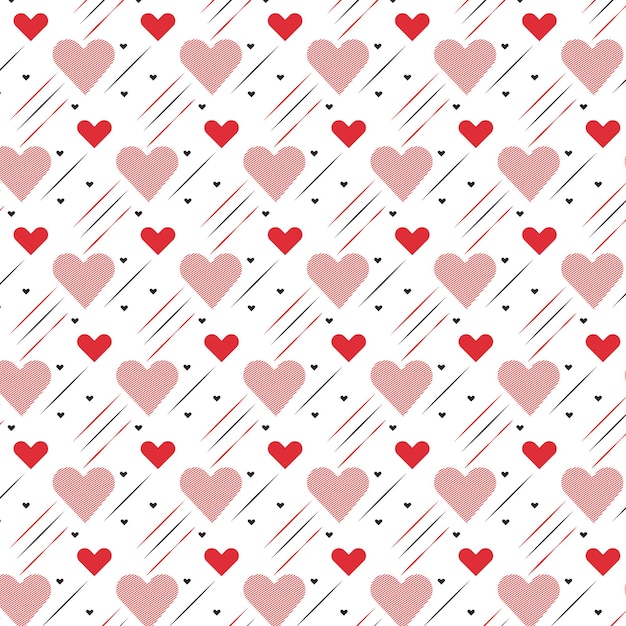 Watercolor red hearts on white backgroundromantic seamless pattern