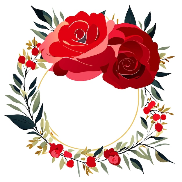 Watercolor red rose boho frame design