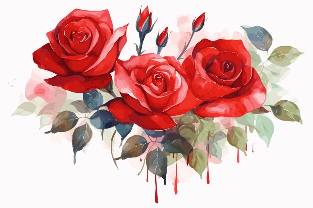 watercolor Red Rose vector design