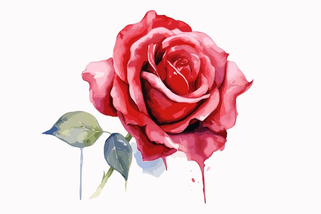 水彩画 赤いバラ ベクトルデザイン