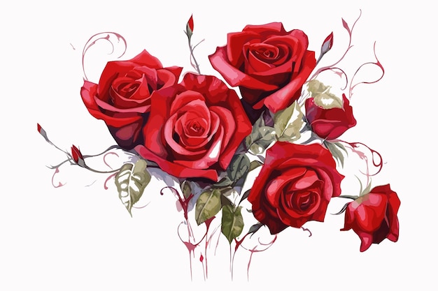 Acquerello red rose disegno vettoriale