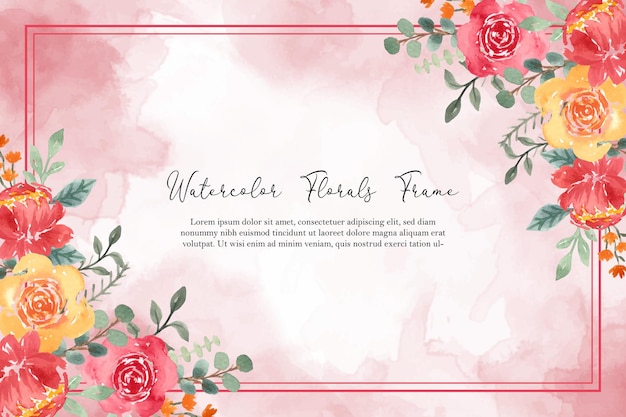 Watercolor Red Yellow Florals Frame