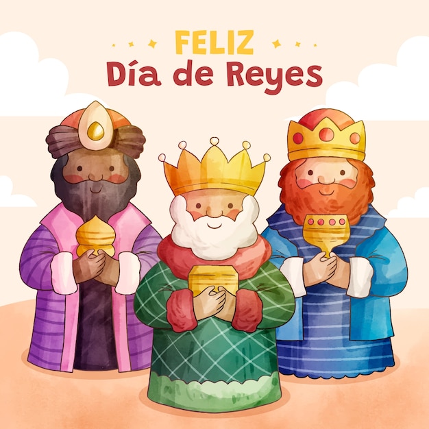 Vettore illustrazione dell'acquerello reyes magos