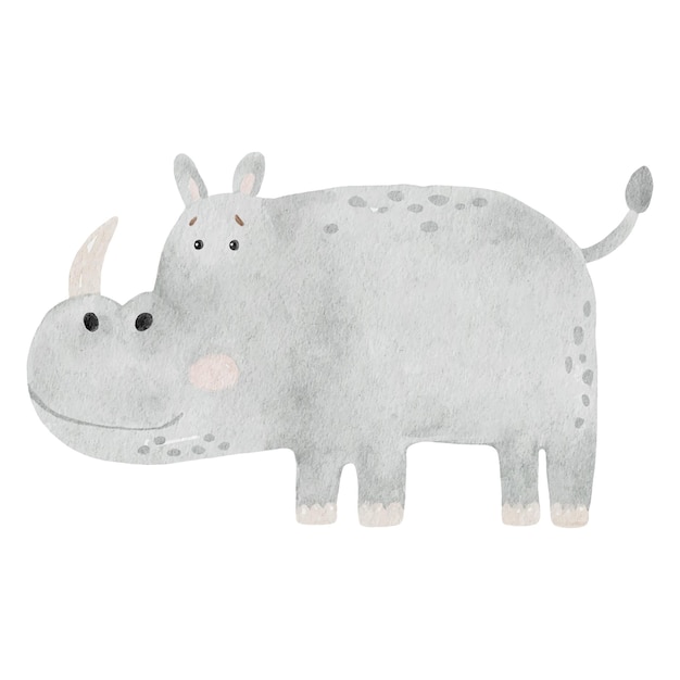 Vector watercolor rhino baby illustration vector