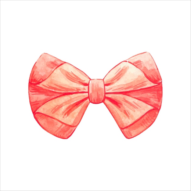 Watercolor ribbon bow isolated