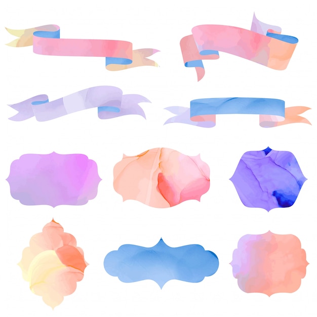 Vector watercolor ribbons and banners