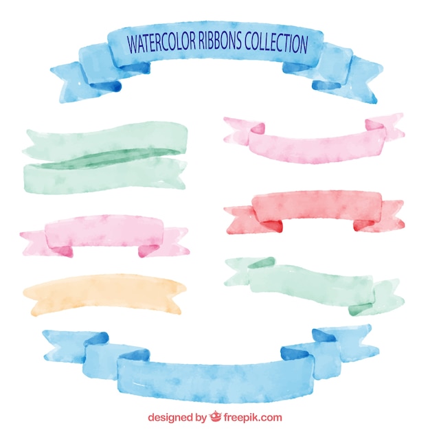 Vector watercolor ribbons collection