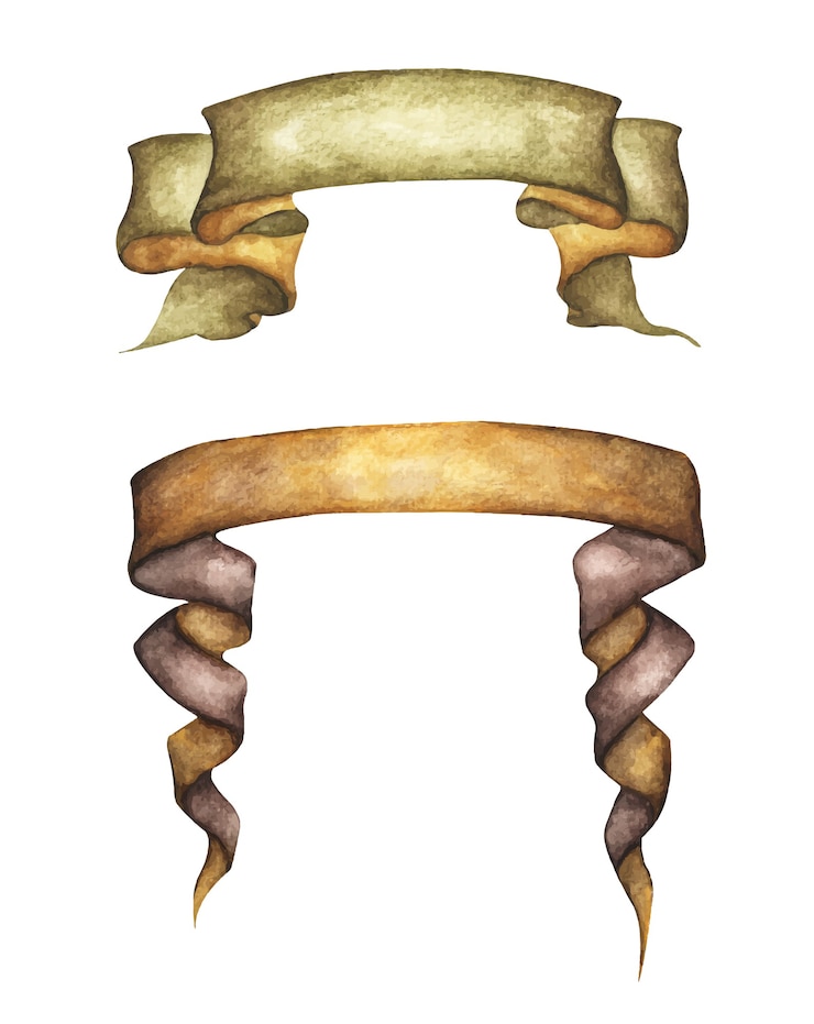 Vector watercolor ribbons set.