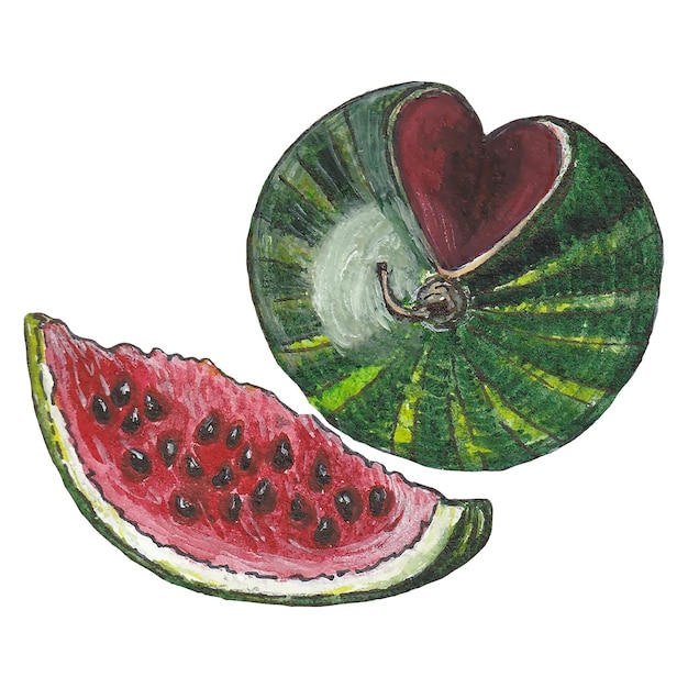 Watercolor ripe watermelon