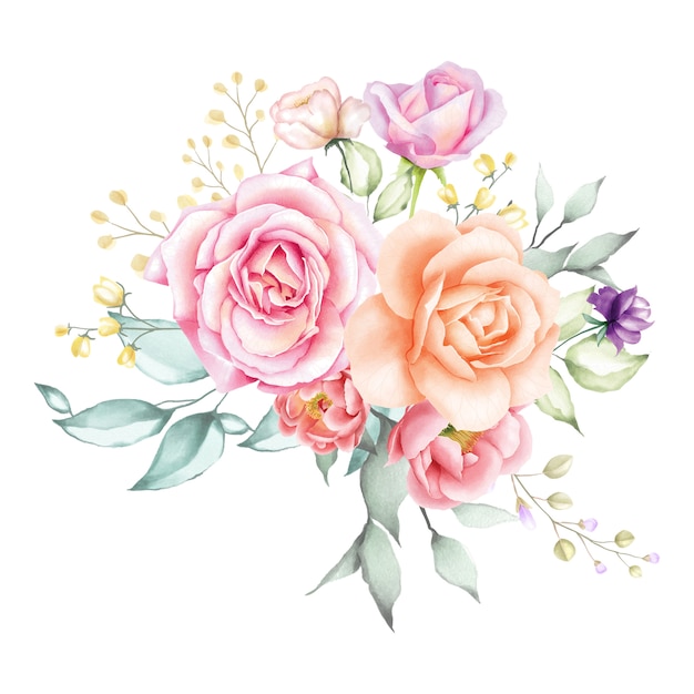 Vector watercolor rose bouquet backfround