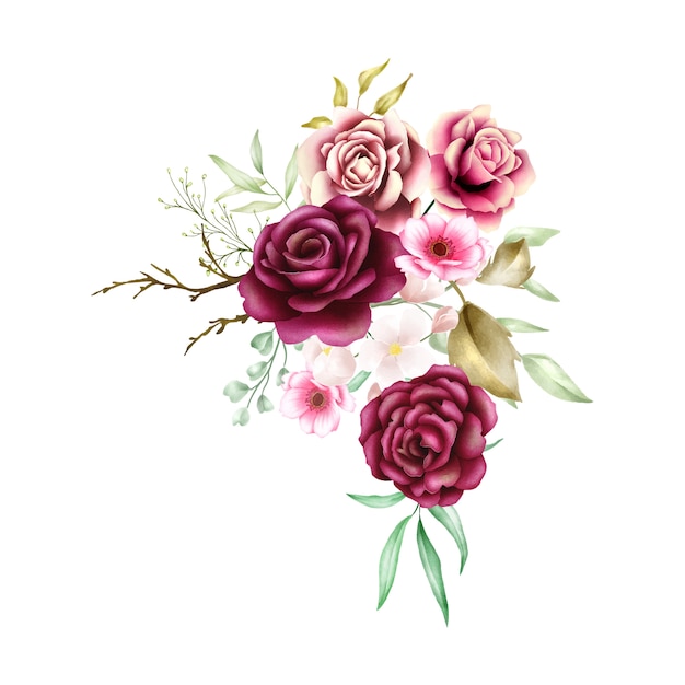 Watercolor rose bouquet backfround