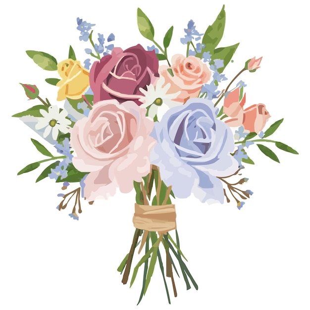 Vector watercolor rose bouquet