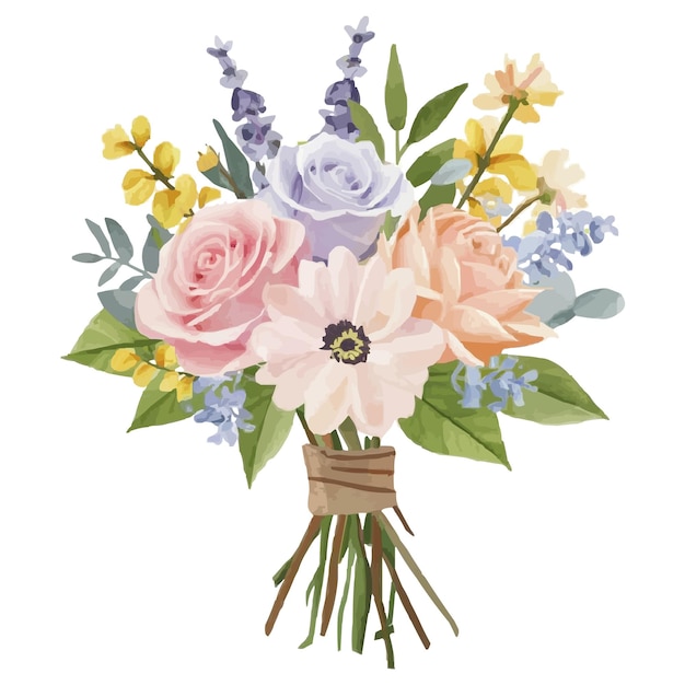 Vector watercolor rose bouquet