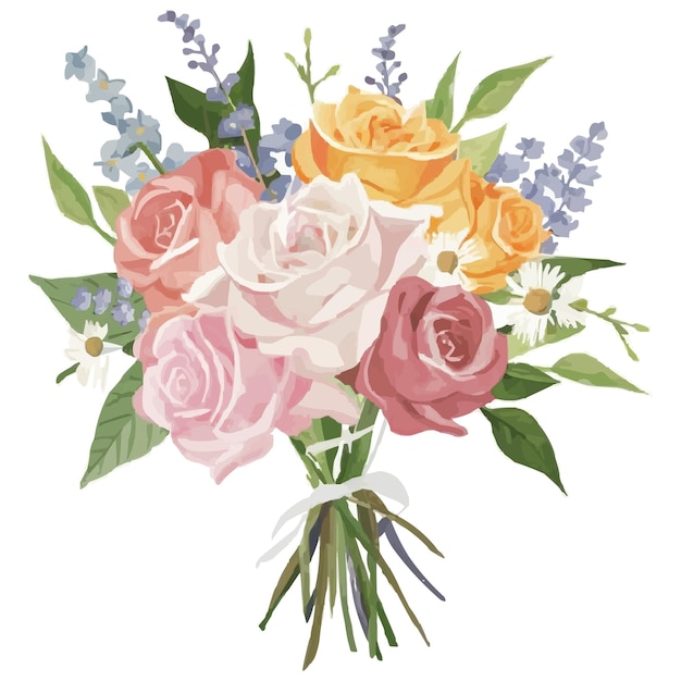 Vector watercolor rose bouquet