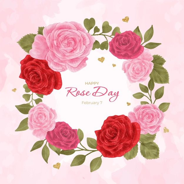 Watercolor rose day illustration