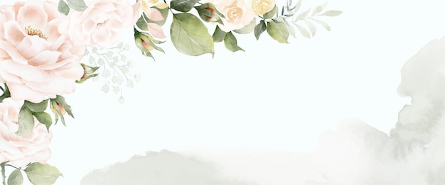 Vector watercolor rose flower abstract art on green background