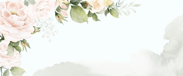 Watercolor rose flower abstract art on green background