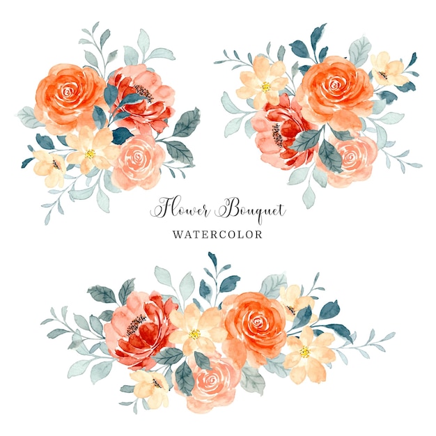 Watercolor rose flower bouquet collection