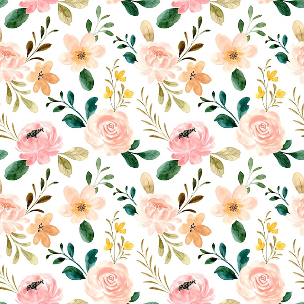 Watercolor rose flower seamless pattern