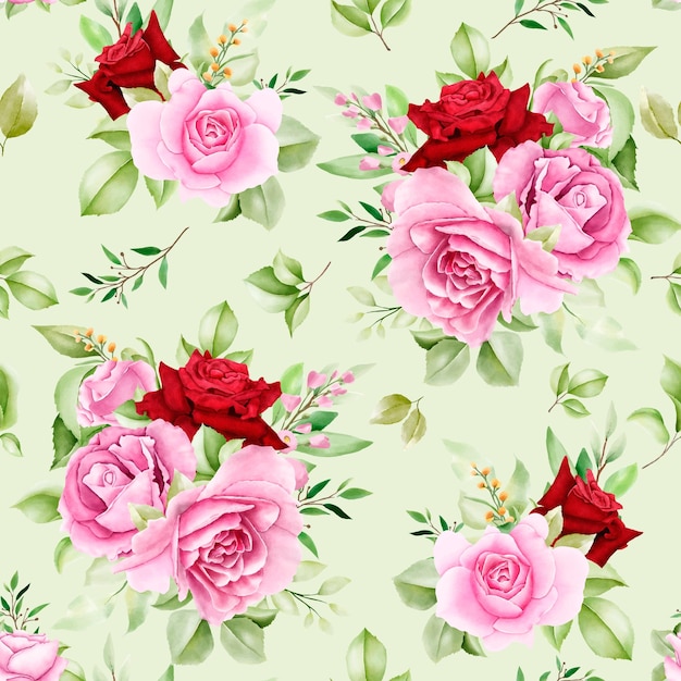 watercolor roses and peonies seamless pattern