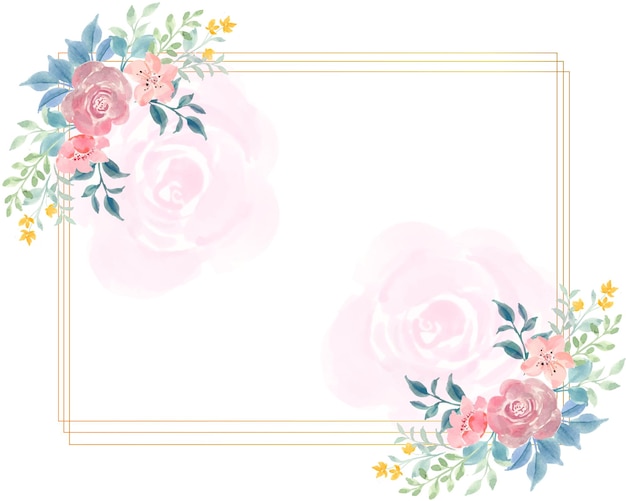 Vector watercolor rosse flower frame