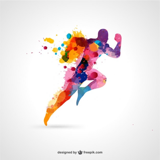 watercolor running man
