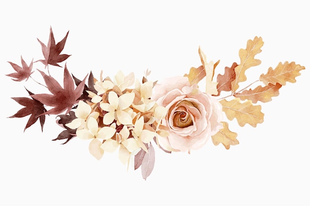 Vector watercolor rustic floral bouquet