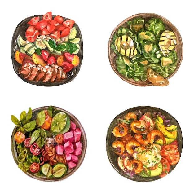 Vector watercolor salad