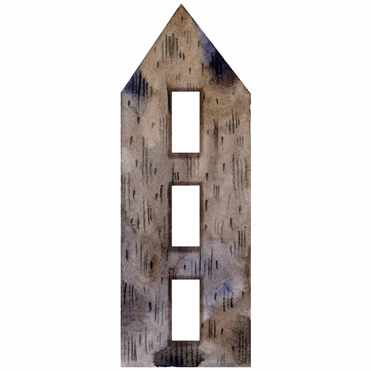 Vector watercolor scandinavian house with three windows