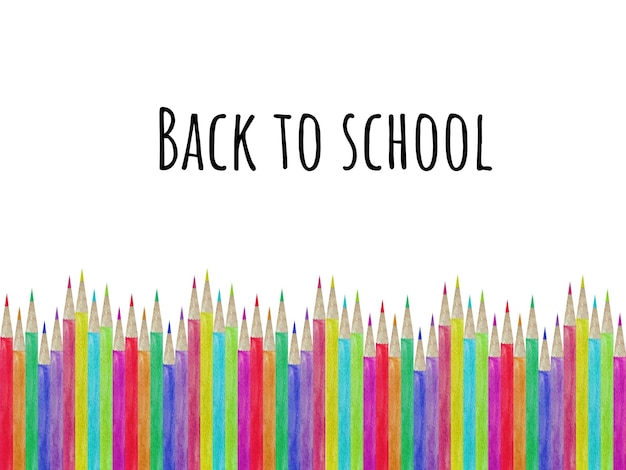 Watercolor school supplies background with colorful pen Back to school watercolor background with backpack pen pencil rubber books