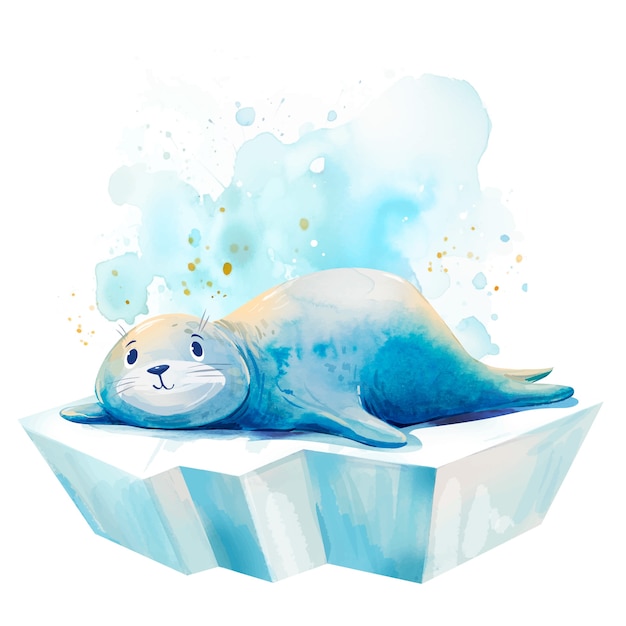 Vector watercolor seal illustration