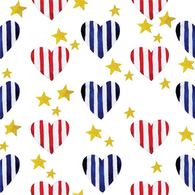 Watercolor seamless pattern for american independence day july 4 usa independence day cute print