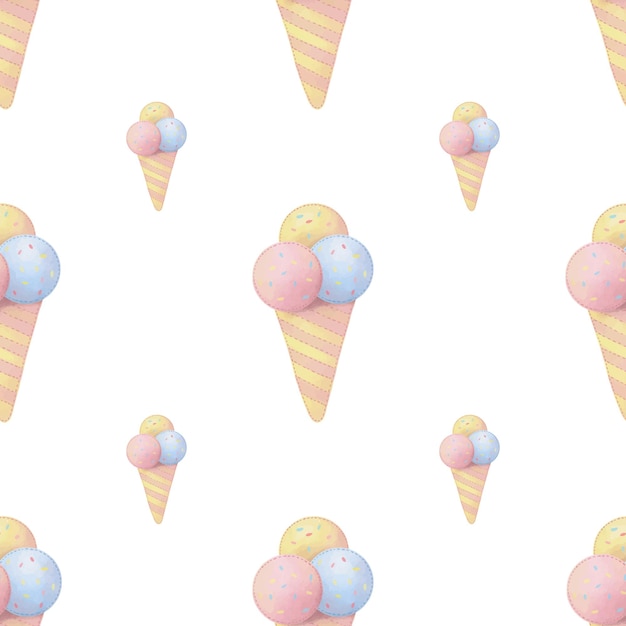 Watercolor seamless pattern cute ice creame