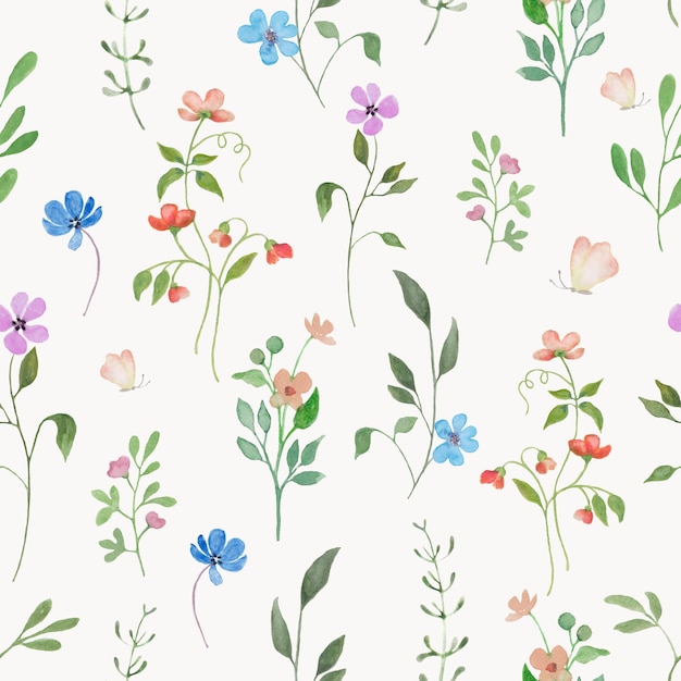 Watercolor seamless pattern Hand drawn floral illustration isolated on pastel background Vector EPS