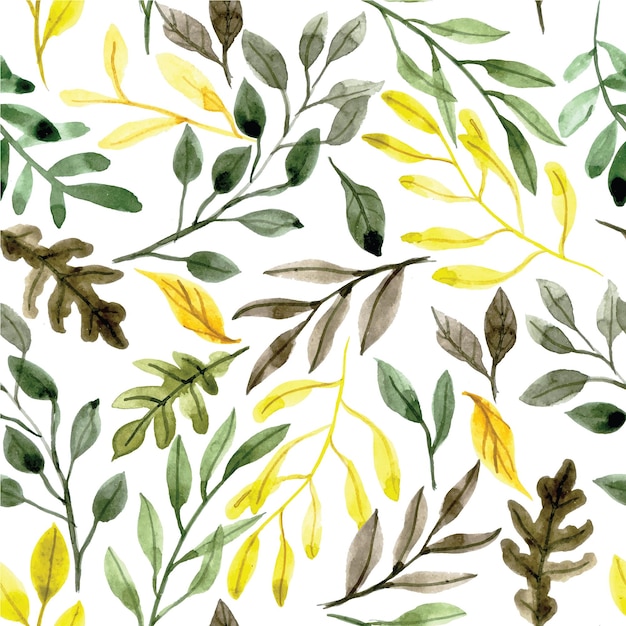 watercolor seamless pattern with autumn leaves. abstract print with yellow and brown tree leaves, fo