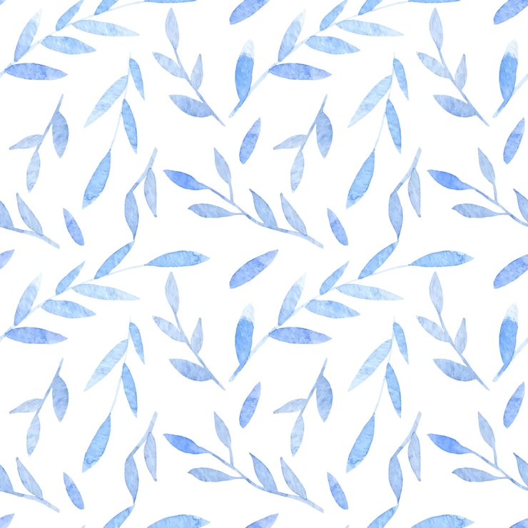 Vector watercolor seamless pattern with light blue branches hand painted vector textured background for textile design or wrapping paper botanical backdrop