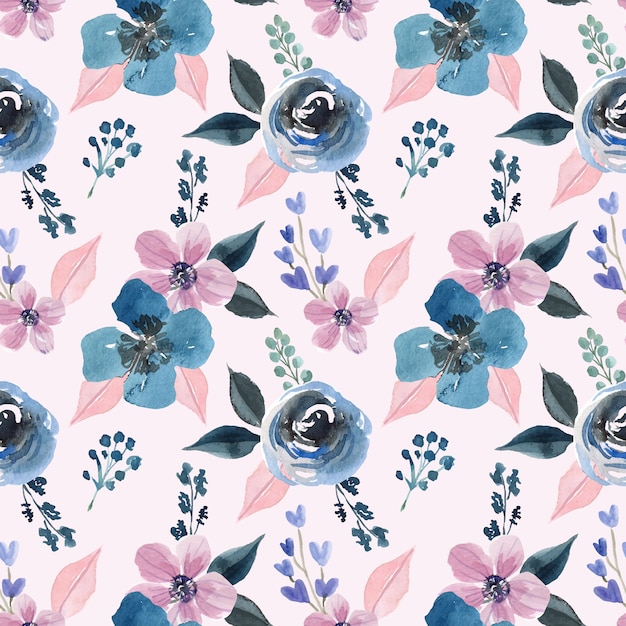 Vector watercolor seamless pattern with pastel flower