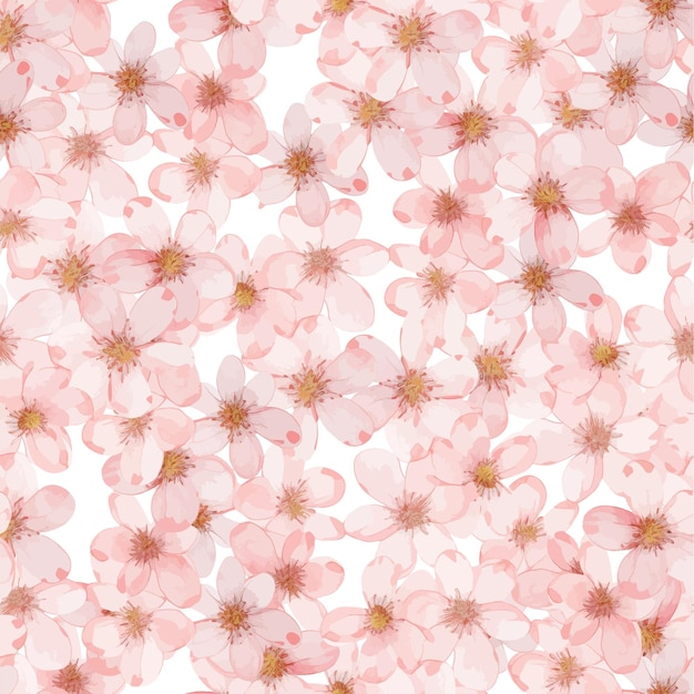 Vector watercolor seamless pattern with pink wild spring flowers for valentines day romantic illustration