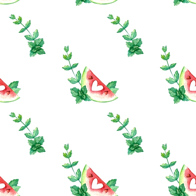 Watercolor seamless pattern with red watermelons