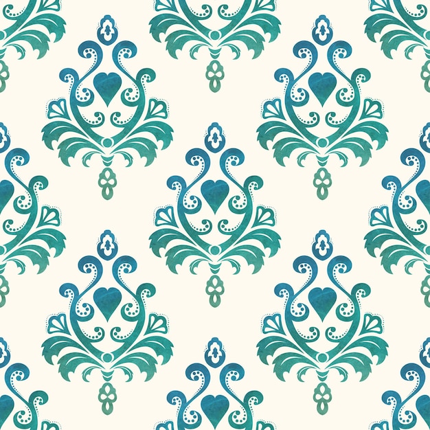 Watercolor seamless wallpapers in the style of Baroque. Vector Illustration.