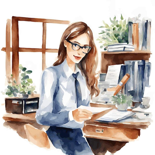 Vector watercolor secretary illustration