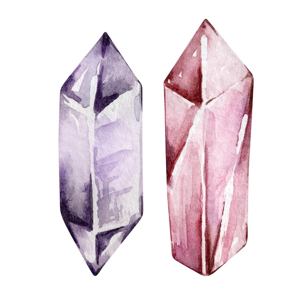 Vector watercolor set crystals