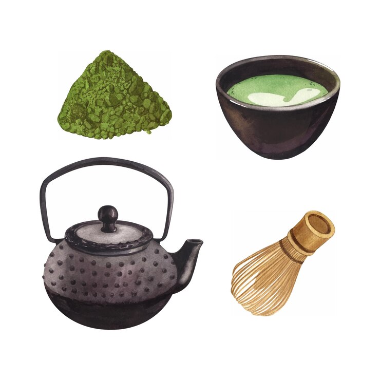 Vector 抹茶パウダーの水彩セット