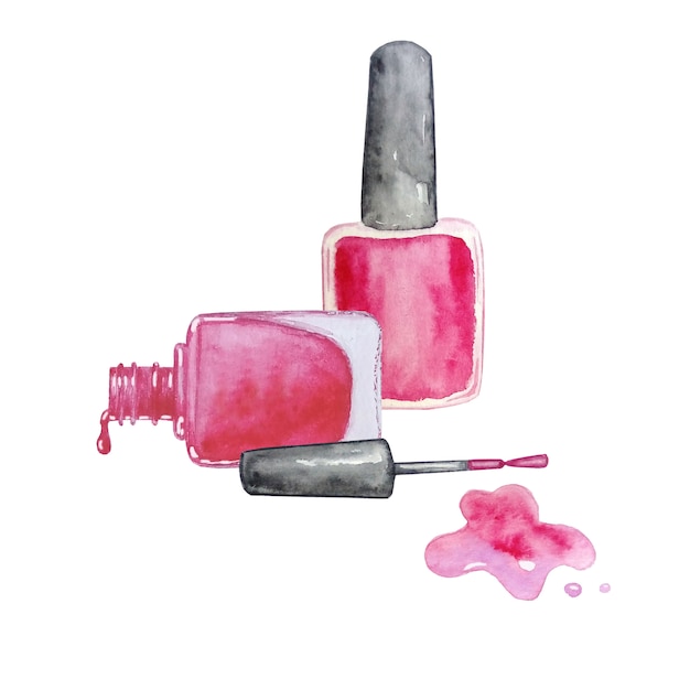 Vector watercolor set of nail polishes